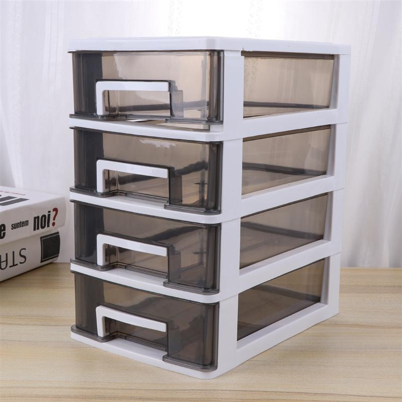 Boîte de rangement de bureau à 4 niveaux, tiroir en plastique, porte-documents et articles divers, armoire à cosmétiques, organisateur de maquillage de bureau