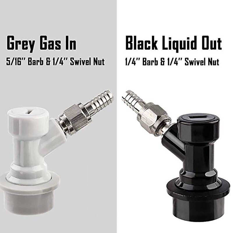 Ball Lock Disconnect Set Liquid Gas Ball Lock Home Brew Beer Keg Connector Barbed Dispenser with Push-In Fit Barb Swivel Nut