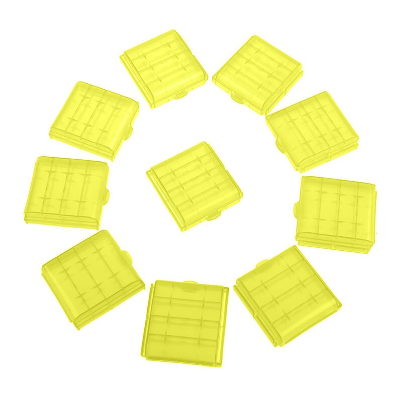 4 Slots AA AAA Rechargeable Battery Hard Plastic Case Holder Storage Box Cover Container Organizer with Clips 10 Pcs/lot: Yellow