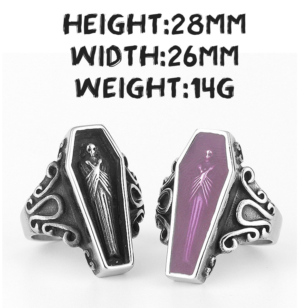 Vampir Sarg Geist Edelstahl Herren Ringe gotisch Punk Einzigartige Kühle für Männlich Freund Schmuck Kreativität