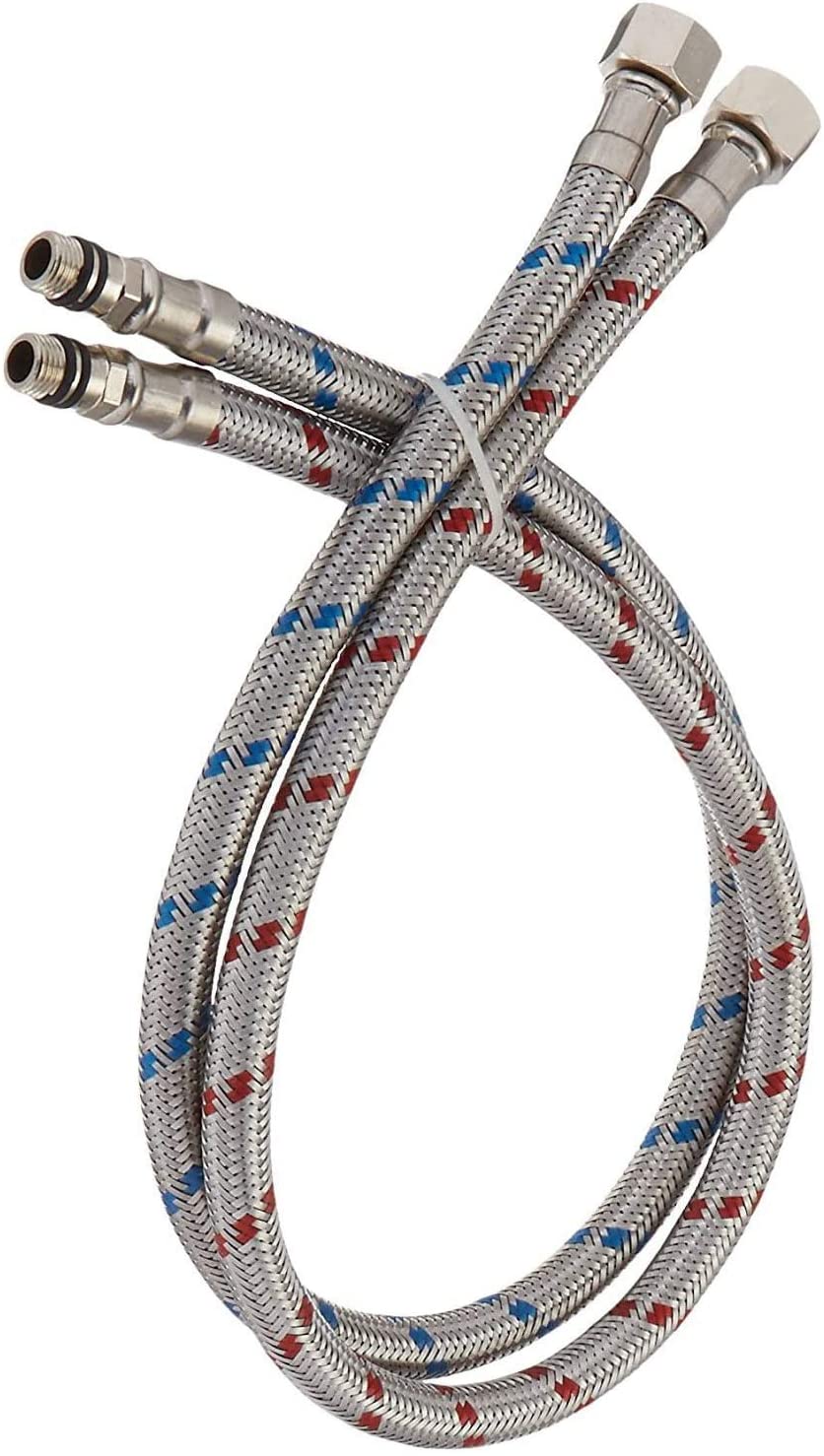 40/60/80cm Long Bathroom Kitchen Faucet Connector Braided Stainless Steel Supply Hose 1/2" Female Compression Thread 2pc/set