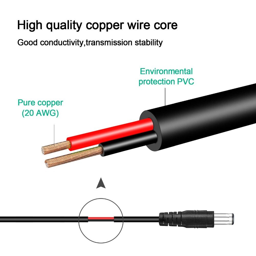 USB Typ-A Stecker auf 5,5mm x 2,1mm Fass 5 V DC Energie Kabel mit 4 Anschlüsse kompatibel mit Laptop, Router und Mehr 5 V Geräte