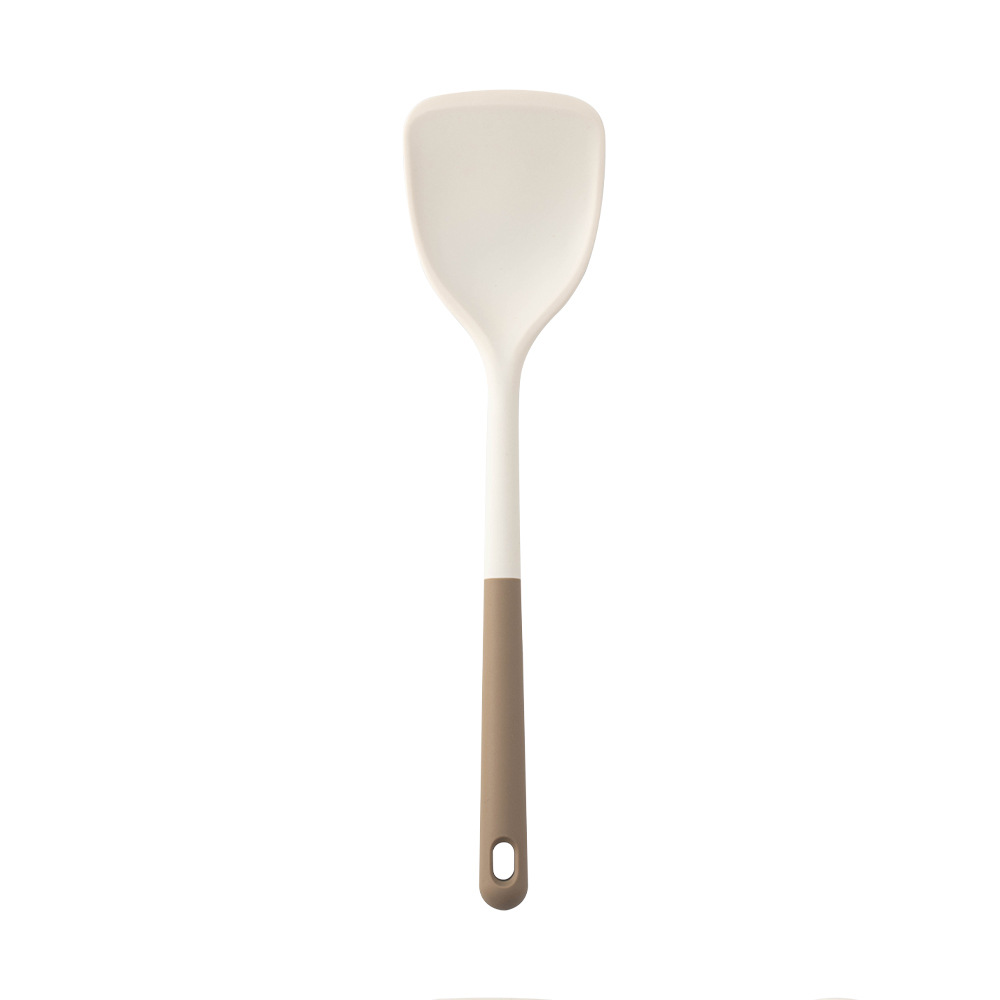 Kitchen Silicone Kitchenware Set Cooking Spatula Colander Rice Spoon Ladle Spaghetti Claw Oil Brush Tools for Baking: Light Grey