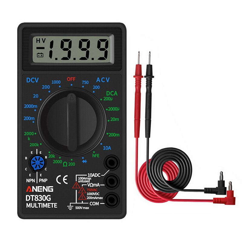 Handhållen digital ampere klämmätare strömmätare strömklämma tång voltmeter amperemätare multimeter precision mätningstestare: Dt830b svarta