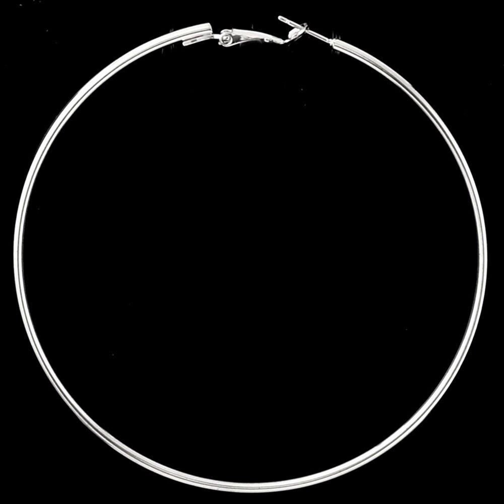 8/10mm store sirkel ring øredobber sølv farge for kvinner rund stor sirkel øredobber ringer øre ringer party club smykker: Størrelse 10cm / Sølv