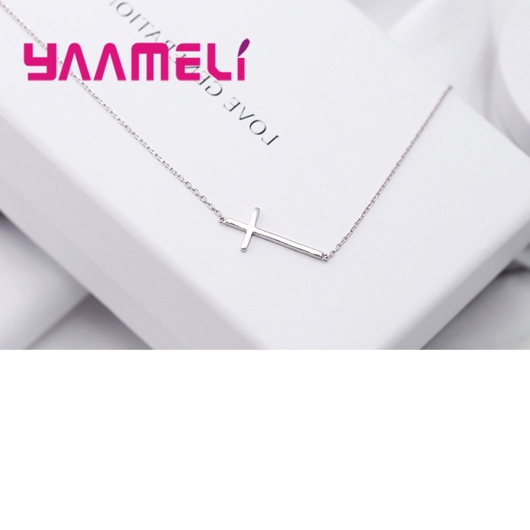 Women Necklace 925 Sterling Silver Sports Casual Style Chain Necklace Cross Chain Popular Jewelry