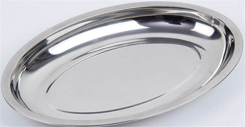 Stainless Steel Oval Plate Western Dish Dessert Storage Tray Tableware Accessories Sushi Seafood Dish Steamed Fish Dish Plate