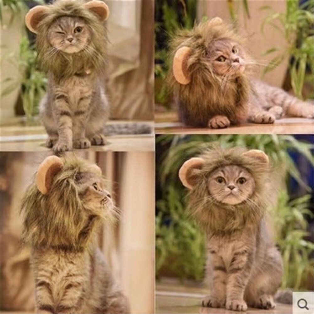 Grappige Leuke Huisdier Kostuum Cosplay Lion Mane Pruik Cap Hoed Voor Kat Halloween Xmas Kleding Fancy Dress Met Oren