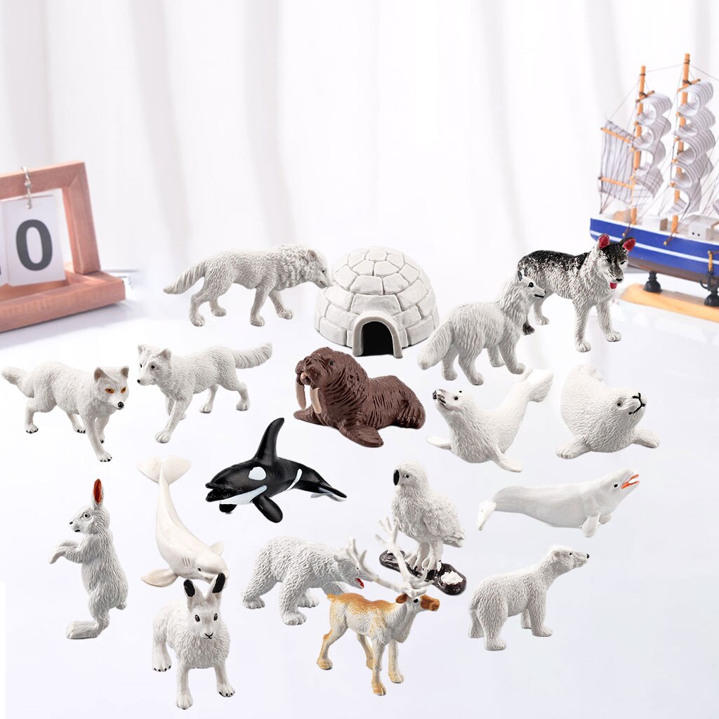 18x Realistic Mini Arctic Animals Toys Tabletop Decoration for Toddlers