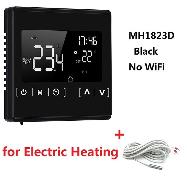 Lcd touchskærm varm gulvvarme rumtermostat  ac85-240v wifi temperaturregulator: 1823d elektriske sorte