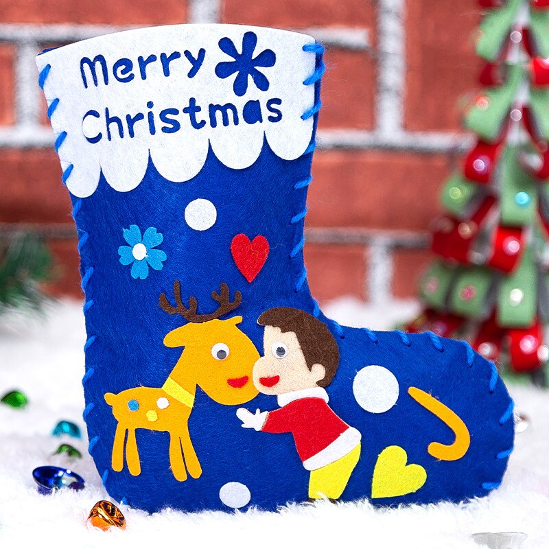 Non-woven Christmas Socks Sewing Socks Christmas Children DIY Handmade Materials Pack Kindergarten Handmade: xksdw1006