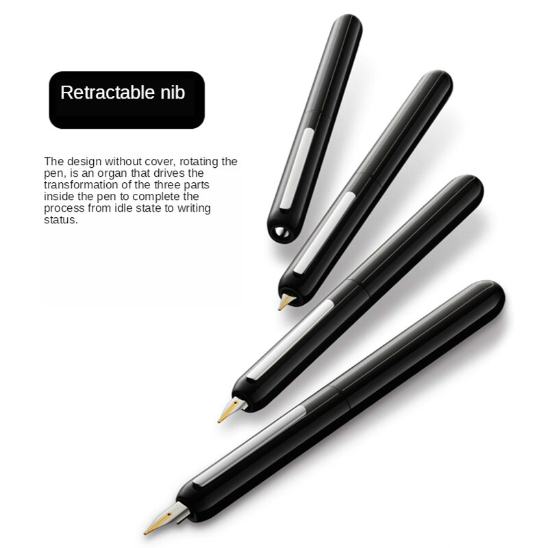 LM Dialog Focus 3 Fountain Pen Supplies Red Dot Award Black Titanium Tip Nib Ink Retractable Pens