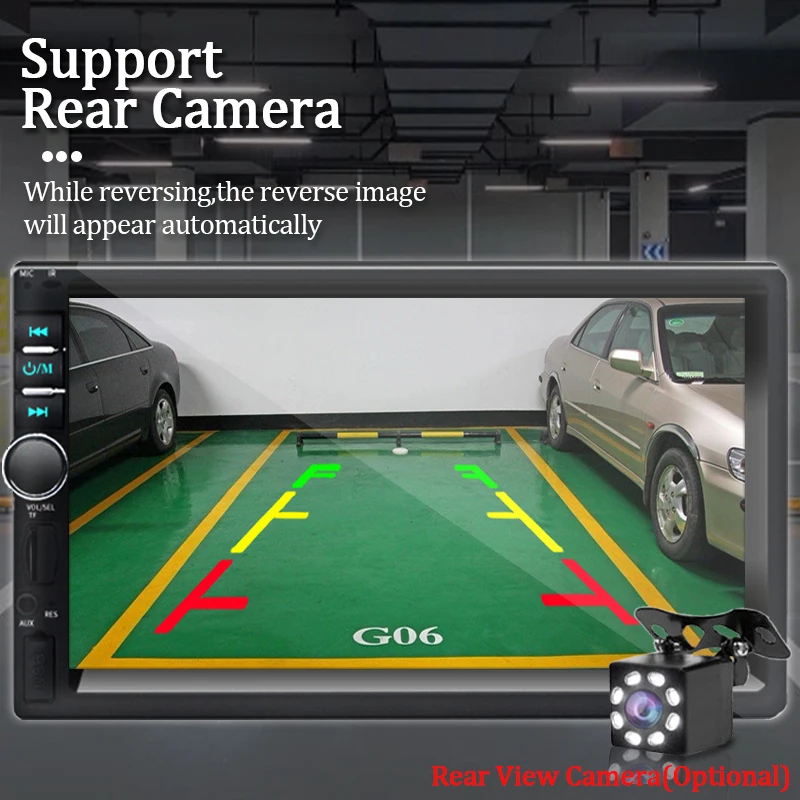 Radio de coche de 7 pulgadas, 1 Din, Carplay, Android, reproductor Multimedia para coche, pantalla táctil HD, Bluetooth MirrorLink, Autoradio Universal, entrada FM AUX