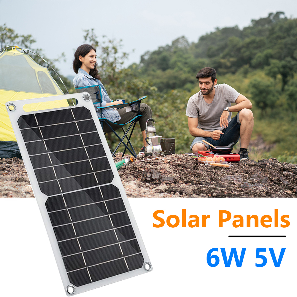 Solar Panel USB Output Waterproof Outdoor Hike Camp Portable Cells Battery Solar Charger Plate for lights Phone Power Bank 5V 6W