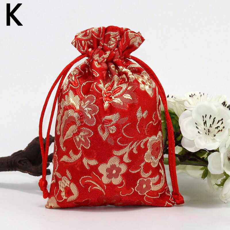 Zijde Sieraden Opbergtas Pouch Tas Kleine Satijnen Portemonnee Chinese Brocade Geborduurde Trekkoord Bag Voor Ring Sieraden: K