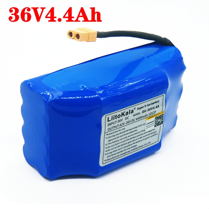LiitoKala 36V 5.2AH 4.4AH rechargeable li-ion battery pack lithium ion for electric self balance scooter hoverboard unicycle