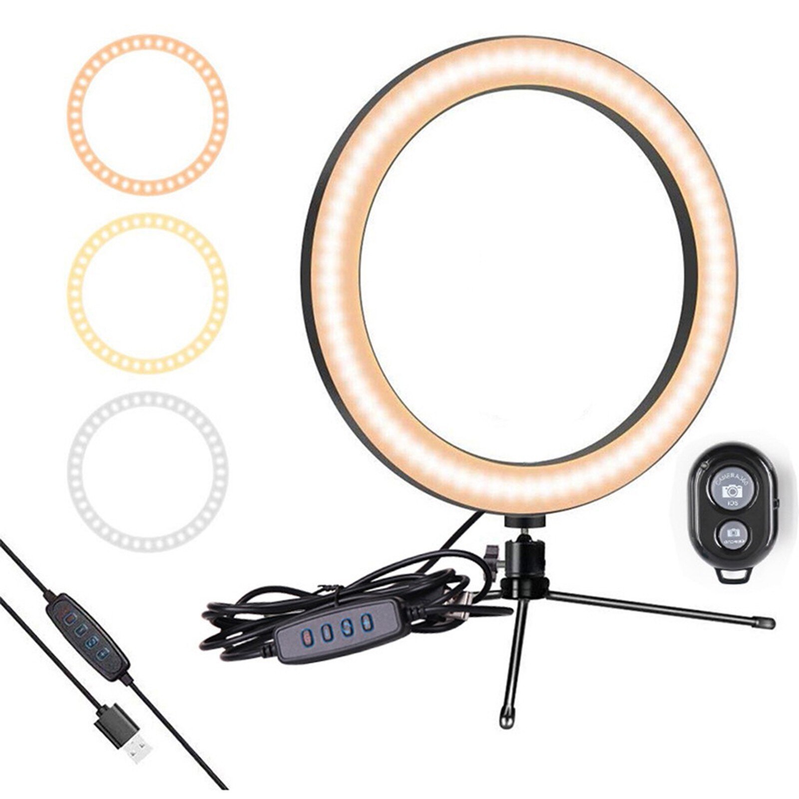 10” Dimmable LED Studio Camera Ring Light Photo Phone Video Light Annular Lamp