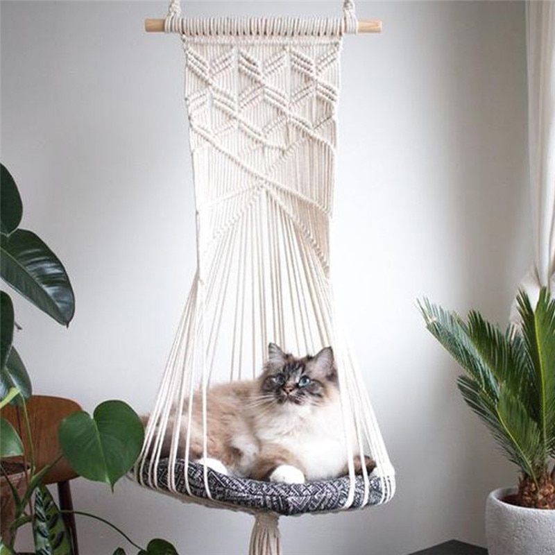 Bohemian Handgeweven Tapijt Katoen Huisdier Kat Hangmat Schommel Bed Macrame Voor Thuis Slaapkamer Decoratie Muur Opknoping Zonder Mat