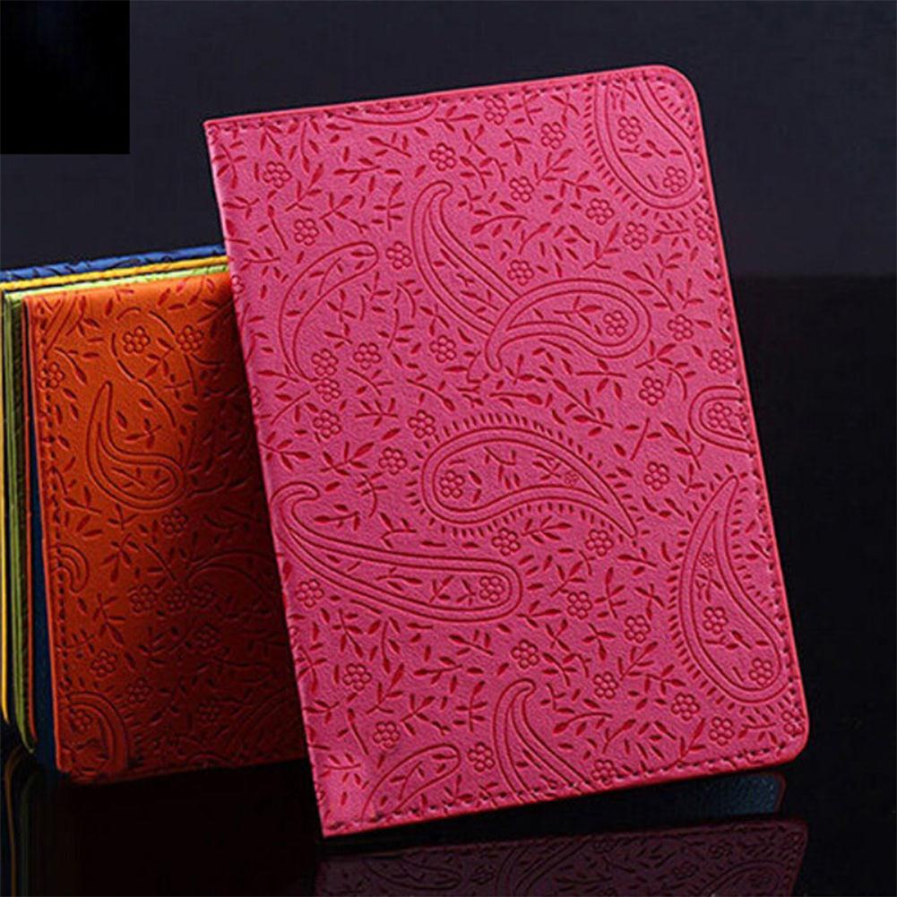 Lavender Print PU Leather ID Card Holder Passport Bag Case Passport Cover Travel Ticket Pouch Packages Passport Covers: Rose