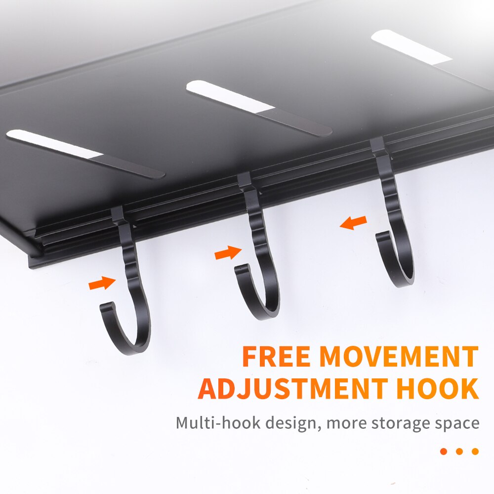 Badkamer Zwart Metalen Lange Muur Haak Planken Douche Rack Diy Coat Handdoek Plank Unit Ideeën Kleine Plank Organisator Opslag Planken