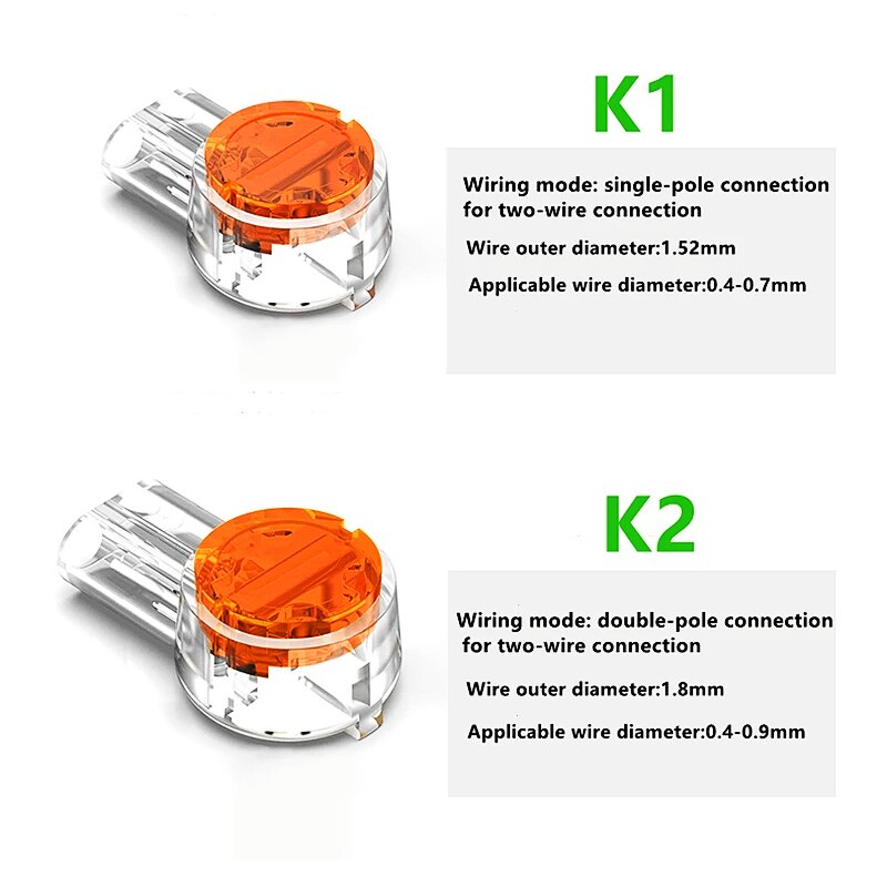 Htoc Netwerk Kabel Terminals Waterdicht Gel Gevulde Clear Knop Telefoon Wire Connectors UY2 Butt Splice Connector K1 K2 K3