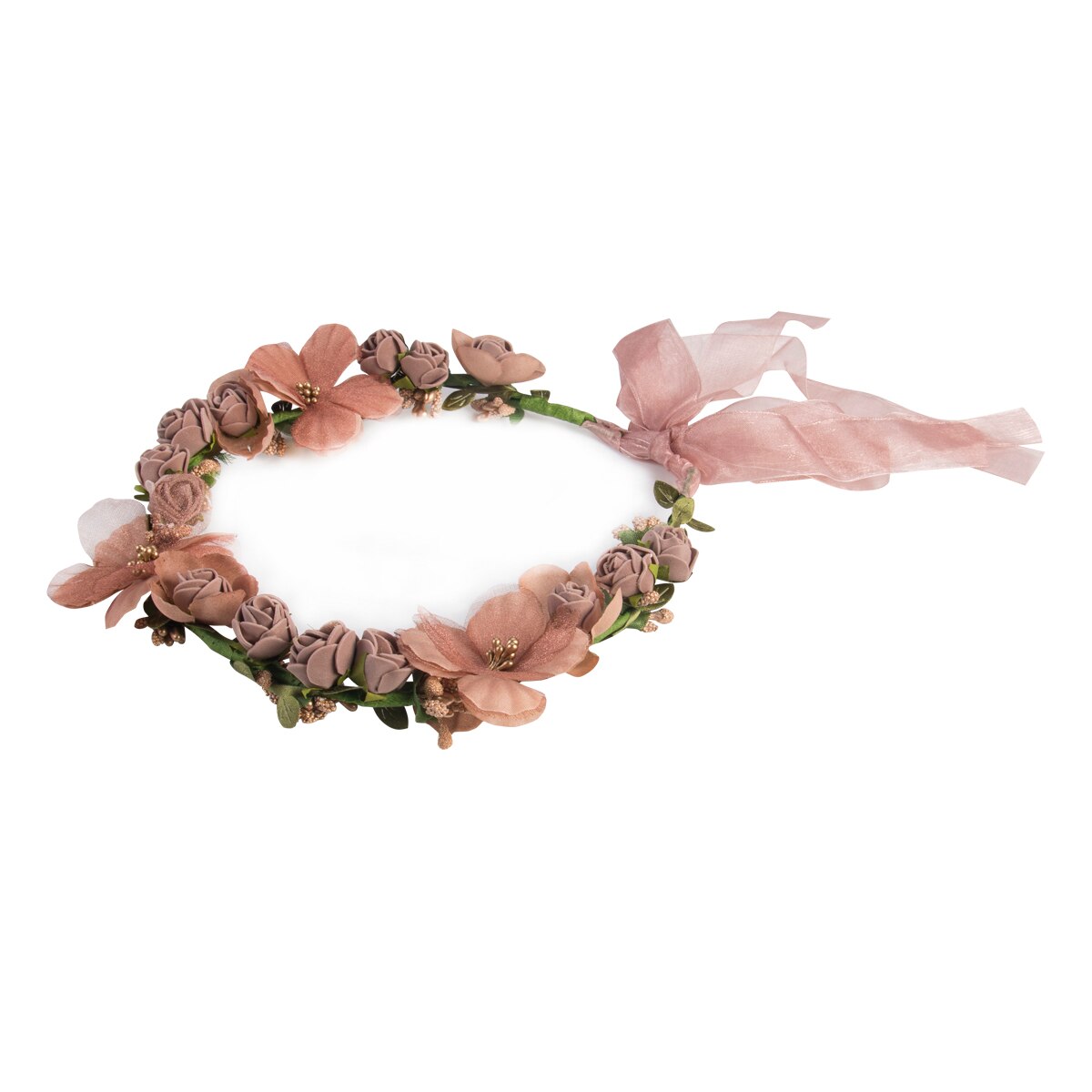 Kerst Vrouwen Wedding Boho Bloem Haar Krans Kroon Hoofdband Bloemen Krans Xmas Haarband: Coffee