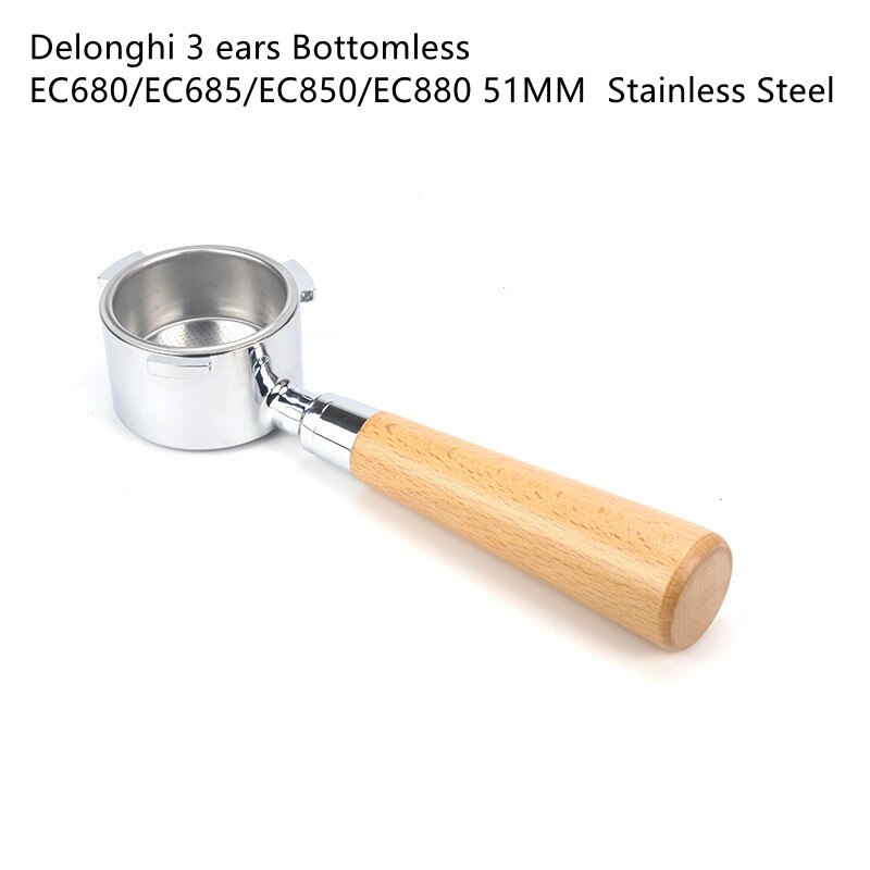 Koffie Bodemloze Filterhouder Voor Delonghi EC680/EC685/EC850/EC880 Filter 51Mm Rvs Mand Koffie Accessoires: 51mm-3Ears-b2
