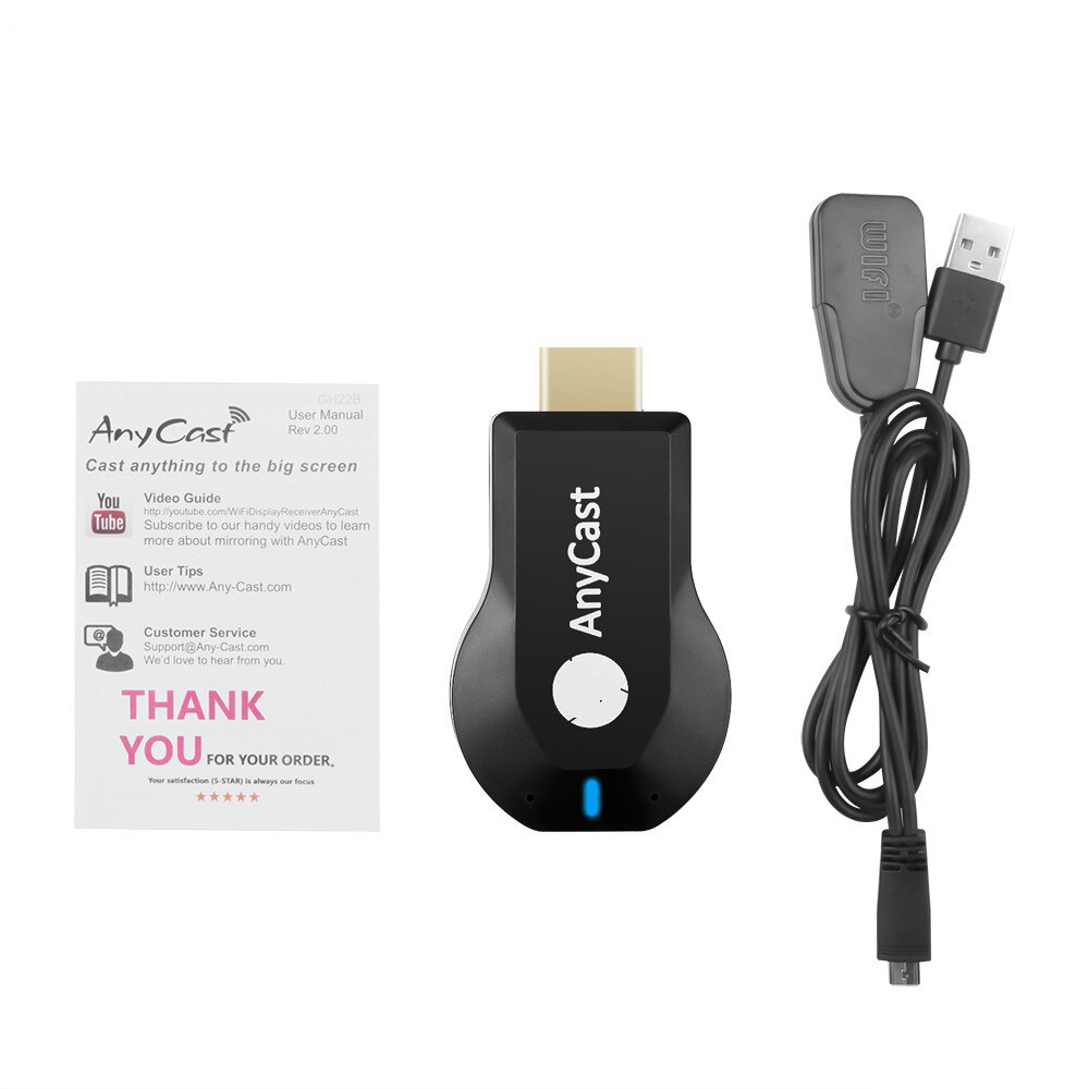 Anycast M2 Plus Wifi Display Dongle Receiver Tv Stick 1080P Hdmi Draadloze Ondersteuning Dlna/Miracast/Airplay Voor ios/Android/Win: Black