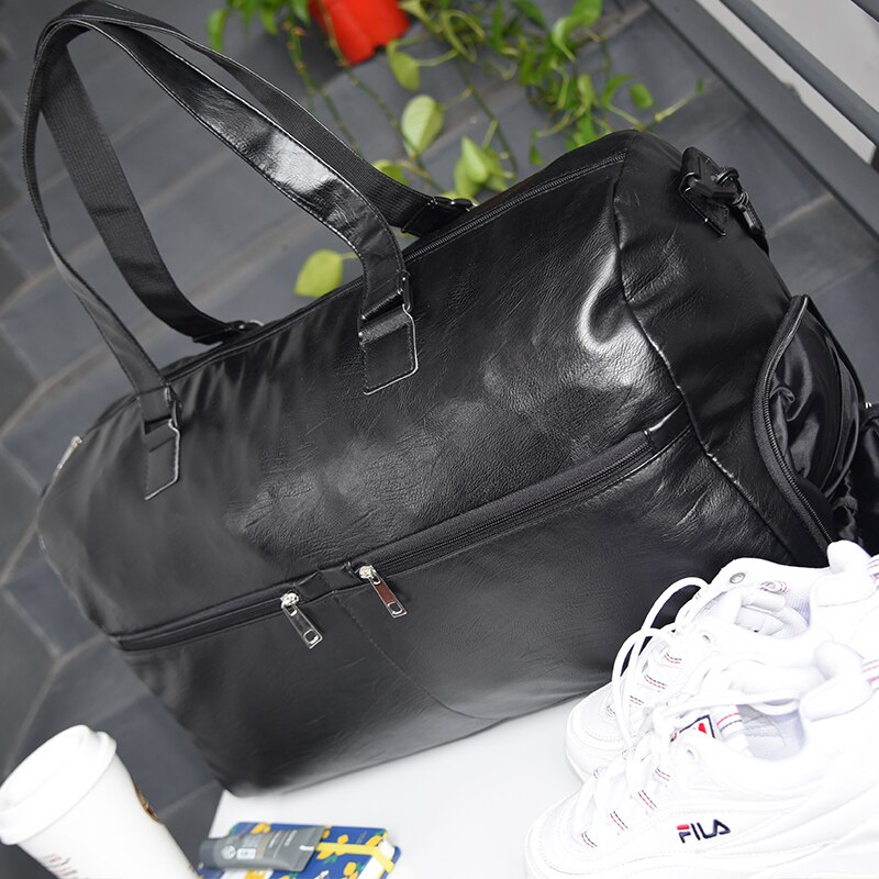 Moda Couro Pu Saco Mulheres de Grande Capacidade Mala de Viagem À Prova D' Água Saco Da Bagagem Dos Homens De Fitness Formação multi-função Bolsa