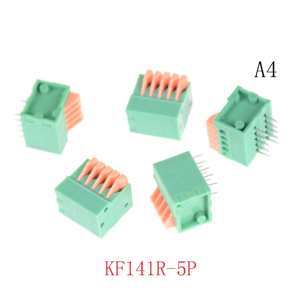 5 uds JETTING 2/3/4/5/6/7/8/9/10P KF141R KF141V 2,54mm conectores de paso PCB resorte bloque de Terminal verde de cobre flexible: 4