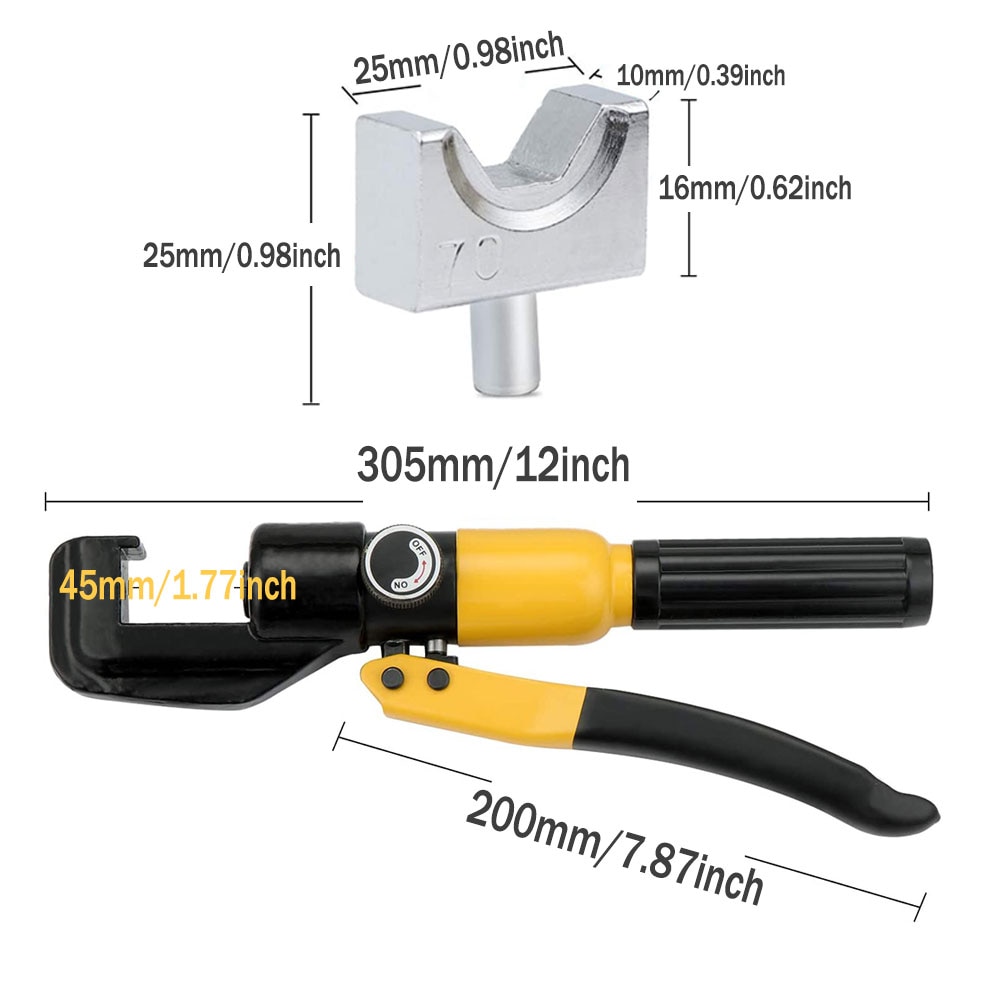 Hydraulic Crimping Tool Cable Lug Crimper Plier Hydraulic Compression Tool YQK-70 4-70mm2 Pressure 5-6T Electrician Pliers