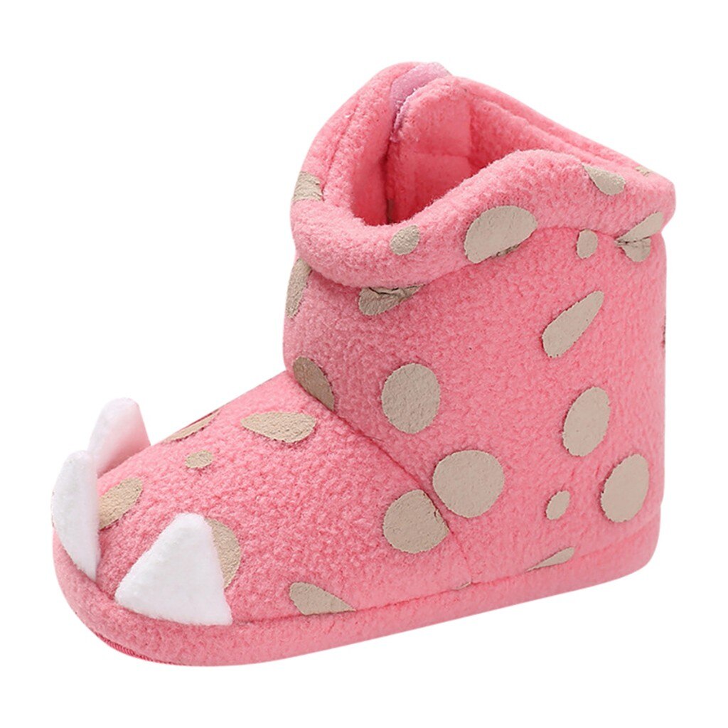 Babylaarzen schoenen kinderen katoenen sneeuwlaarzen schoenen peuter kind babymeisjes schattige peuter eerste wandeling winterlaarzen stippen schoenen: Felroze  / 13
