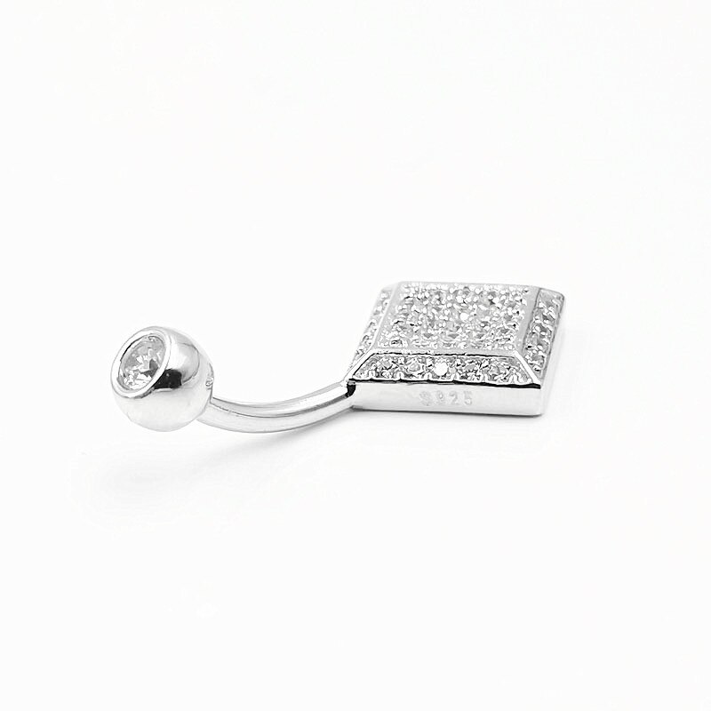 HelloLook Full Zircon Square Piercing all&#39;ombelico per donna anelli con ombelico in argento Sterling 925 gioielli anti-allergia per il corpo
