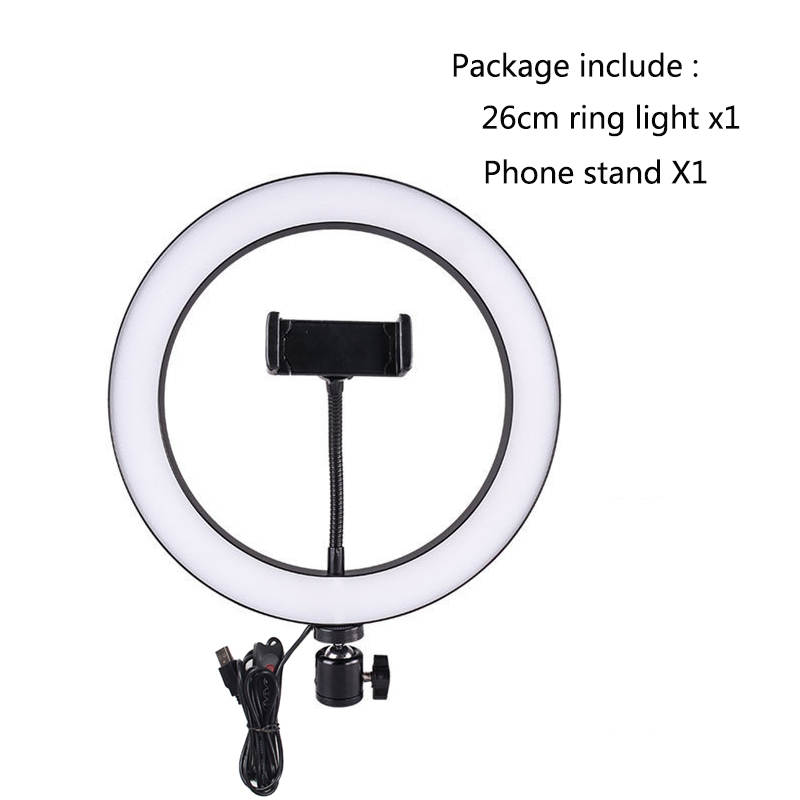 10.2 polegada/8 polegada anel de luz com suporte rovtop led câmera selfie luz anel para iphone tripé suporte do telefone para a fotografia de vídeo: 26CM