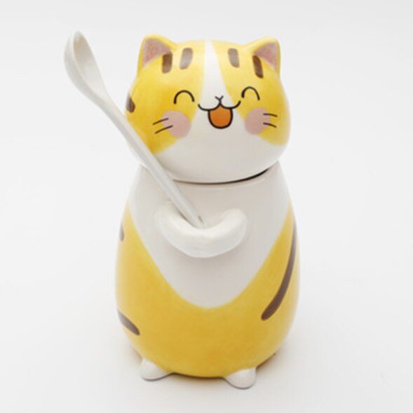 Ceramic Cute Cartoon Cat Coffee Mug Set Animal Breakfast Milk Tea Cup With Dessert Tray Office Drinkware Novelty: J