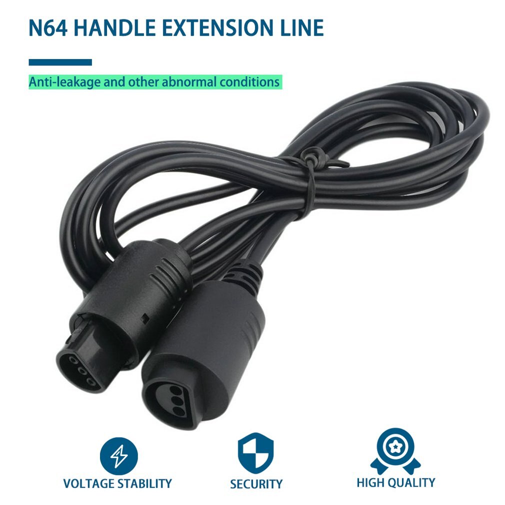 Foot Length Extension Cable Cords 6 Ft/1.8 Meter for Nintendo N64 Controller and Console with N64 Controller Ports Black