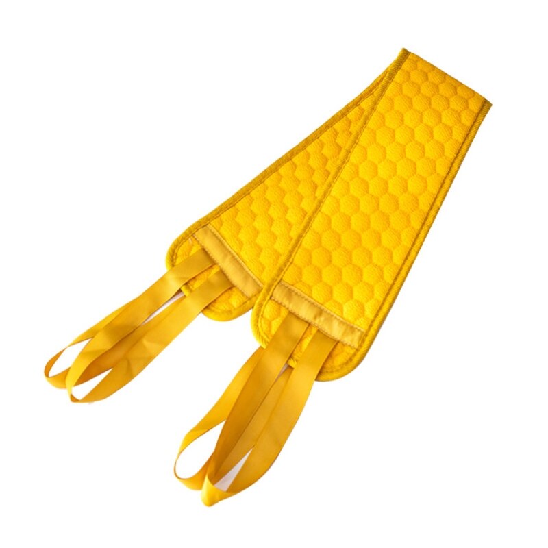 Kaksipuolinen pitkä takaisinvedettävä nauha kylpy hankauspyyhe ympäristöystävällinen helppokäyttöinen syväpuhdistava kuoriva selkäkuorinta näyttelyyn: Keltainen