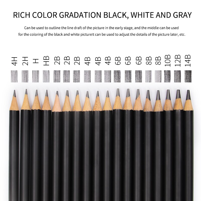 31Pcs Sketch Pencil Set Sketching Charcoal Drawing Kit Wood Pencils Set For Painter School Students Art Supplies