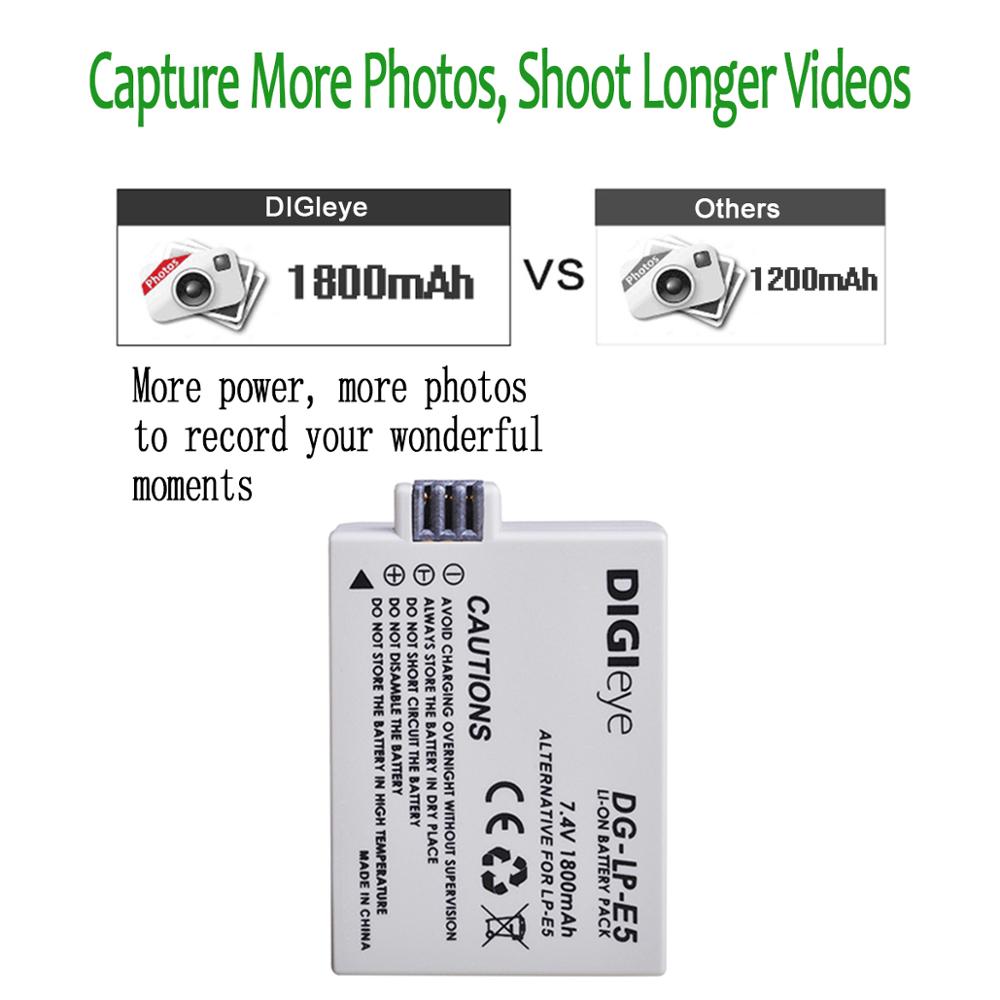 1800mAh LP-E5 LPE5 Battery for Canon EOS Rebel XS Rebel T1i Rebel XSi 1000D 500D 450D Kiss X3 Kiss X2 Kiss F Camera