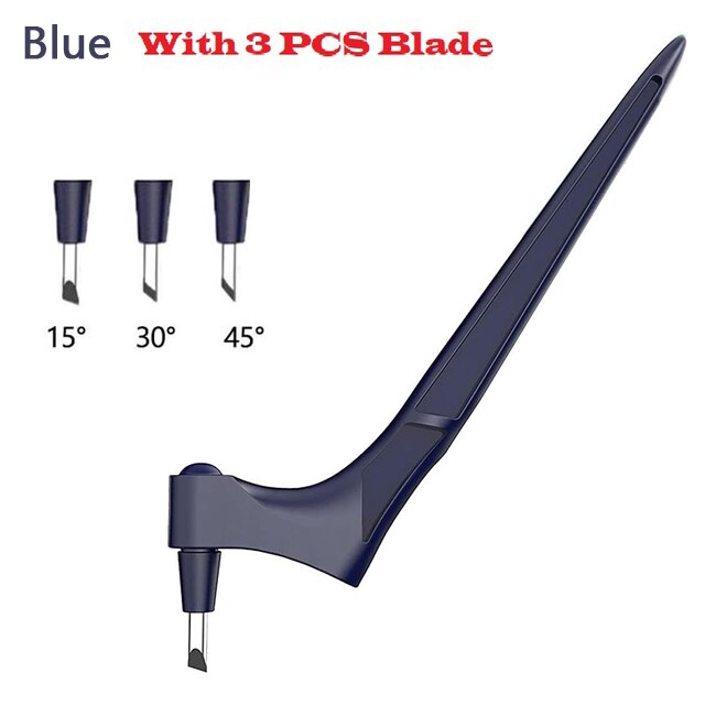 DIY Cutting Tool 360 Rotating Blade Cutter Paper Knife with 3 Heads Craft Cutting Knife Art Paper Cutting Tool: Deep Blue
