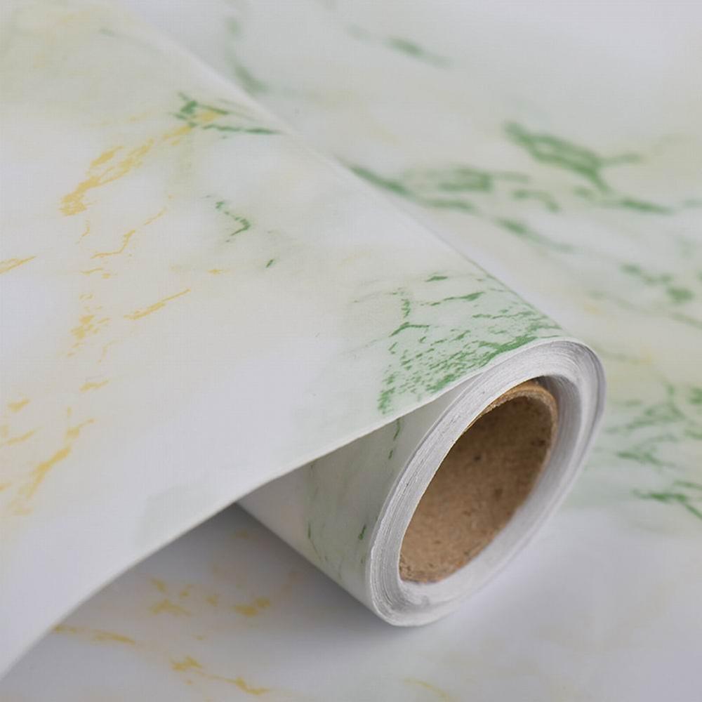 Papel pintado de mármol resistente al agua para muebles de sala de estar moderno papel de contacto autoadhesivo de vinilo Color sólido decoración del hogar: Landscape green