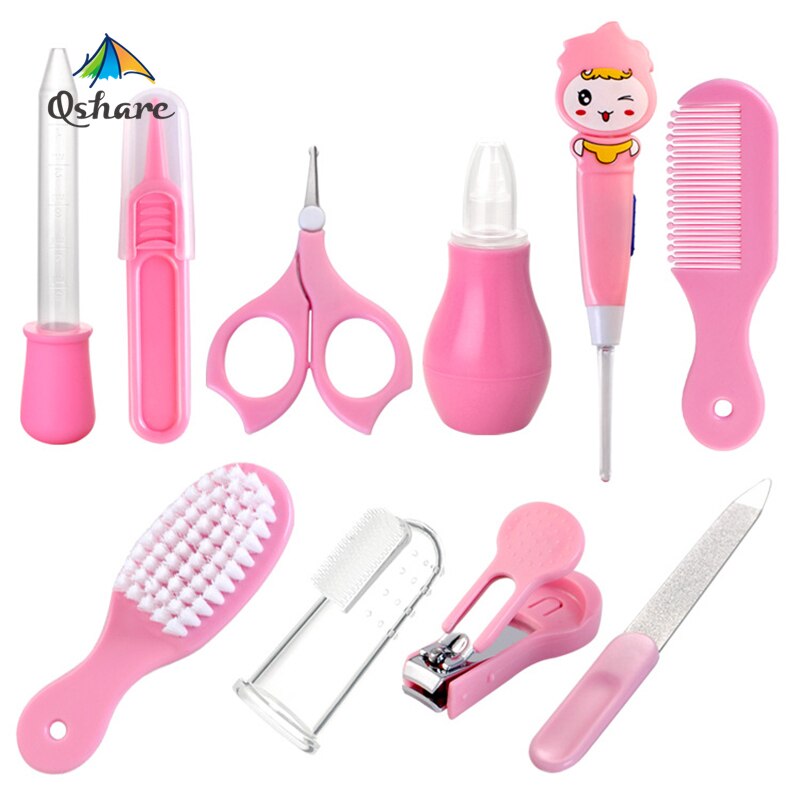 10 Teile/satz Baby Kinder Nagel Haar Gesundheit Pflege LED EarSpoon Nase Reiniger Zahnbürste Sicherheit Werkzeuge Pflege Pinsel Kit Neugeborenen Baby pflege