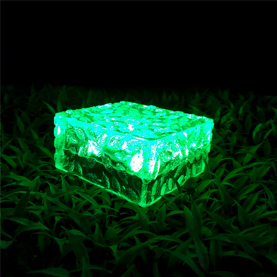 Outdoor Solar Led Ground Light Waterproof Garden Lanscape Acrylic Brick Lamp Solar Ice Cube Light for Pathway Stair Backyard: Green / 6LEDS 10x10x5CM