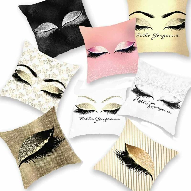 Funda de cojín suave para pestañas, funda de almohada con brillos de lentejuelas, innovador, 45x45cm
