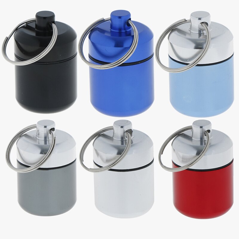 Pastillero de aluminio resistente al agua, estuche para medicamentos, portabotellas, llavero, pastillero para exteriores, pastillero, 4 colores, 1 ud.: 1PCS Random