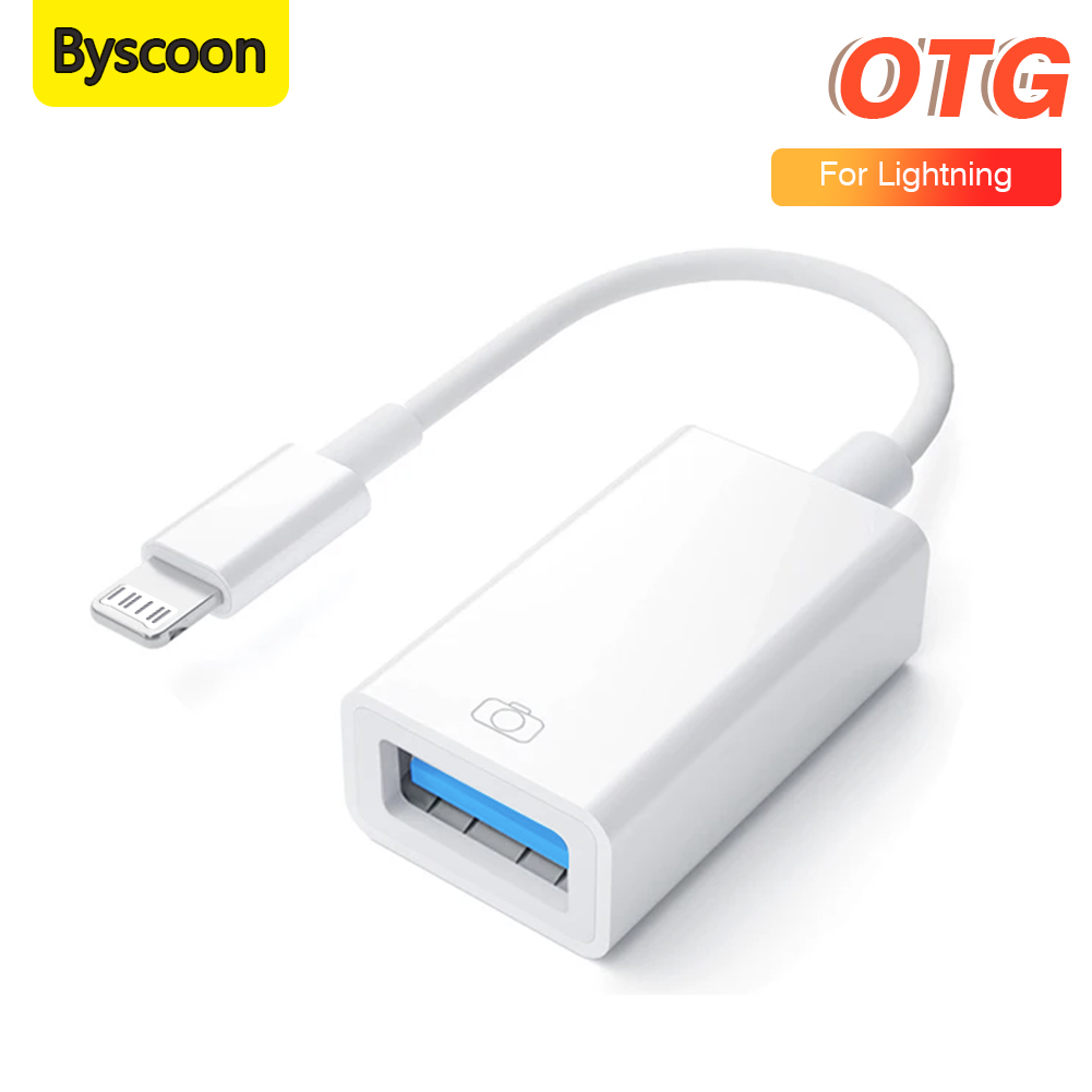 Byscoon-Cable adaptador USB 3,0 OTG para iPhone, adaptador de Lightning a USB, convertidor de Cable de cámara para iPhone 14, 13, 12, 11 Pro Max, Xs, XR, 7, 8 Plus