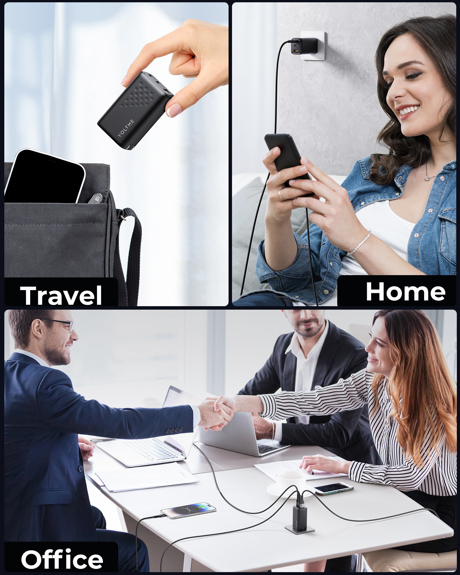 VOLTME 67W GaN chargeur Charge rapide 4.0 PD3.0 Charge rapide Type C chargeur pour Macook iPhone 15 14 13 Pro Max Samsung S23 Xiaomi