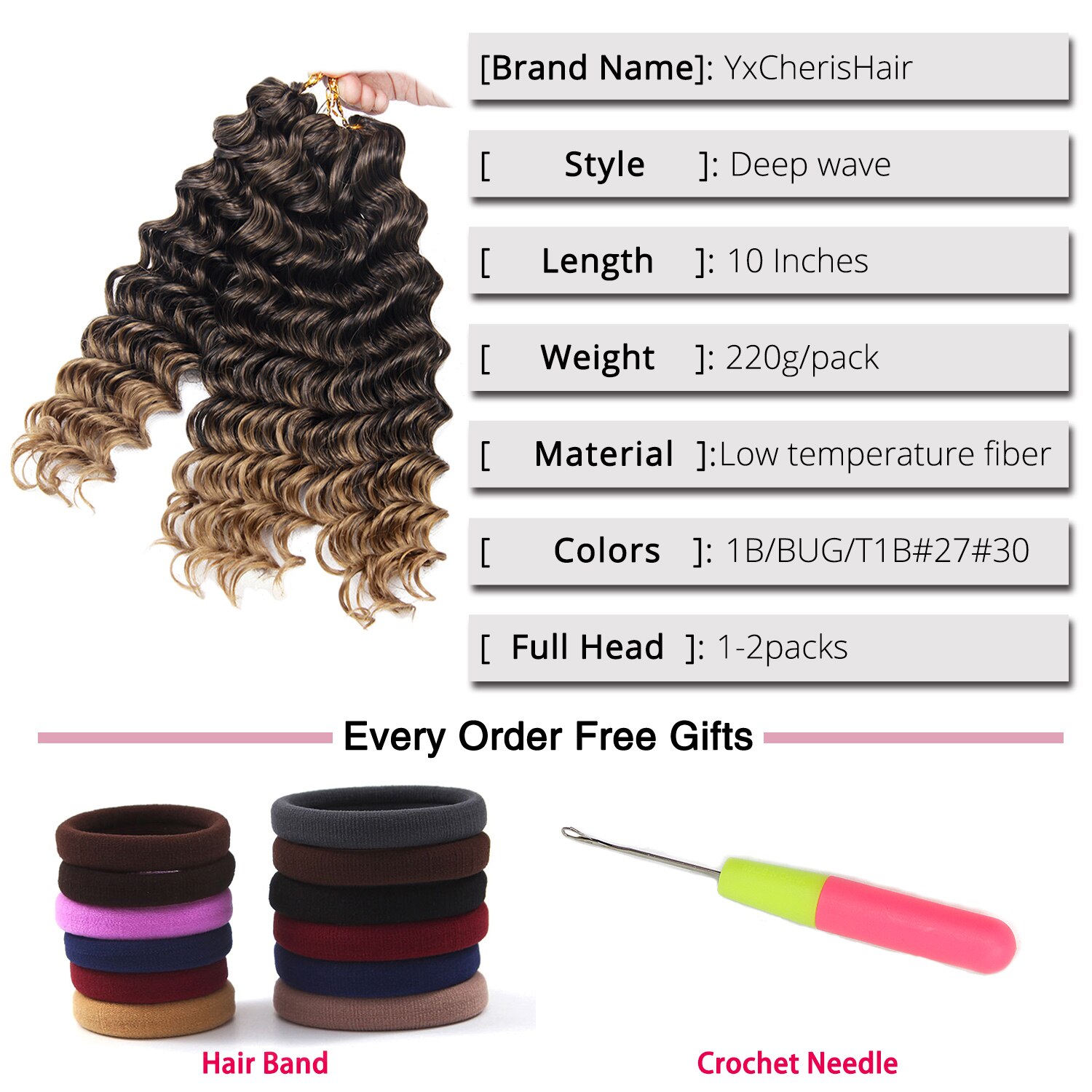 Ombre Braiding Hair Synthetic Hair Braids Extensions 3pieces/pack 10'' Freetress Deep Wave Crochet Hair Braid Afro Hair Braids