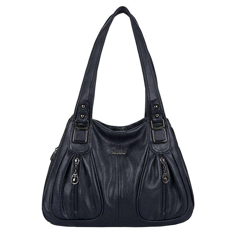 Solid Color PU Leather Shoulder Bags for Women Luxury Handbags Women Bags Handbags Tote Bag Sac: Blue