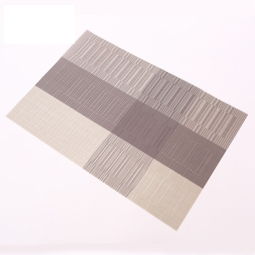 Whq 4 stk 40 x 30cm dækkeservietter pvc spisebordsmåtte skiveskålsunderlag vandtæt dugeunderlag moderne skridsikkert underlag: Kaki stribe